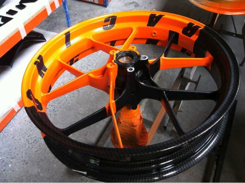 KTM Racing wheels painted black and orange