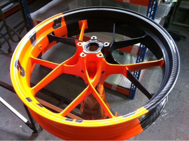KTM Racing wheels painted black and orange