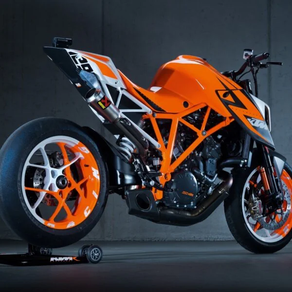 KTM Racing wheels painted white and orange