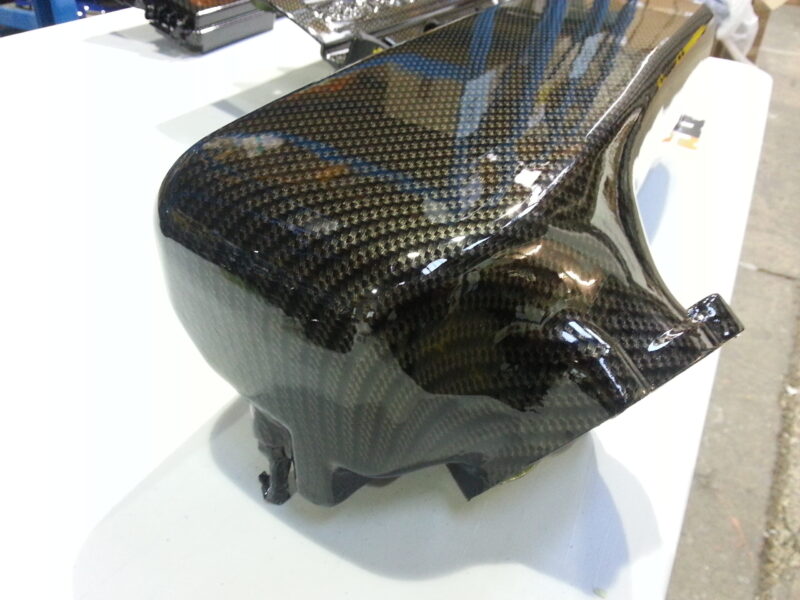 Ford Focus RS engine parts coated in carbon fibre hydrographic film painted black