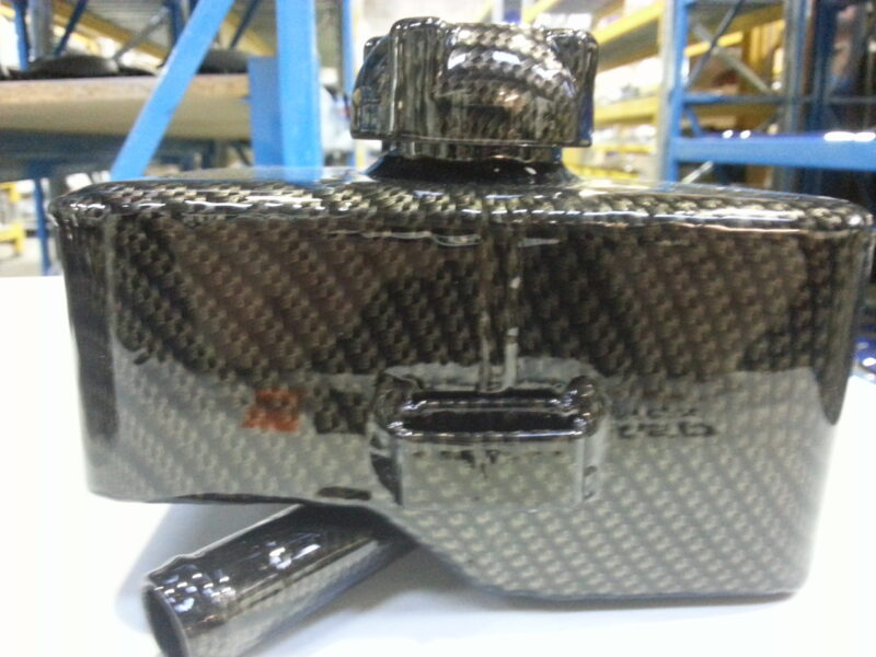 Ford Focus RS engine parts coated in carbon fibre hydrographic film painted black