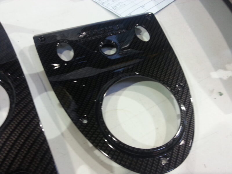 Car various elements coated in carbon fibre hydrographic film painted black