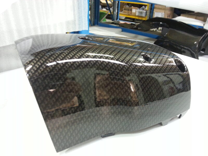 Toyota Supra interior various elements coated in carbon fibre hydrographic film painted black