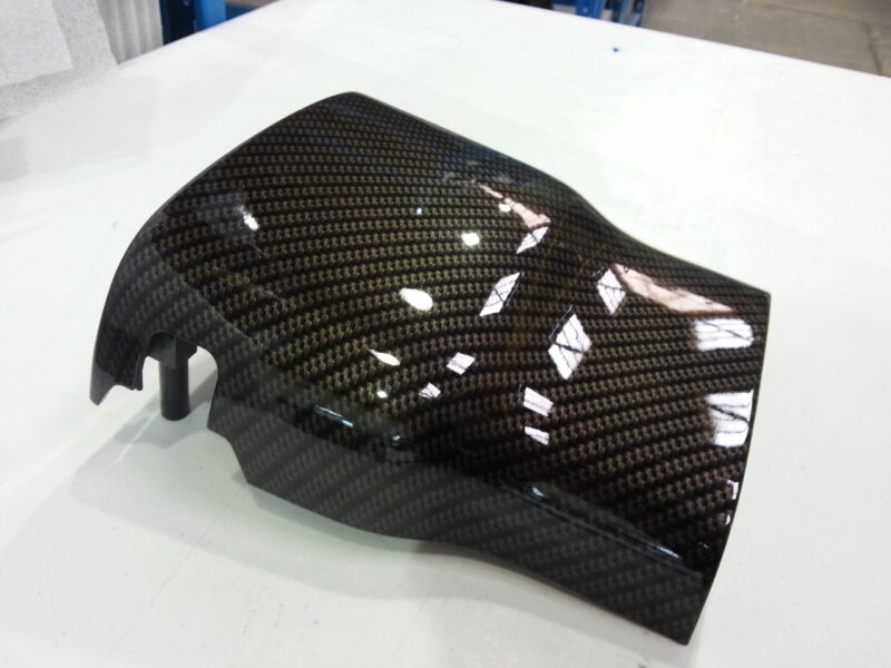 Toyota Supra interior various elements coated in carbon fibre hydrographic film painted black