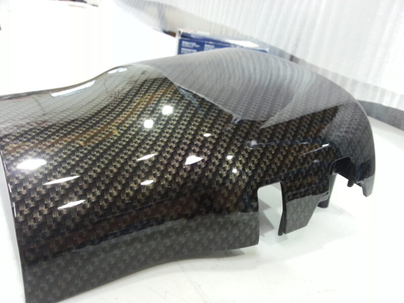 Toyota Supra interior various elements coated in carbon fibre hydrographic film painted black