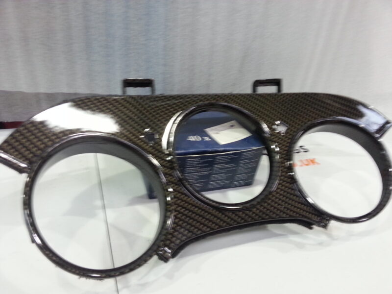 Toyota Supra interior various elements coated in carbon fibre hydrographic film painted black