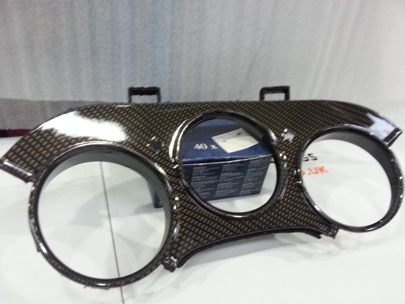 Toyota Supra interior various elements coated in carbon fibre hydrographic film painted black