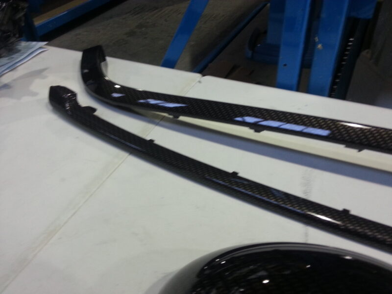 Mini Cooper various parts coated in carbon fibre hydrographic film painted black