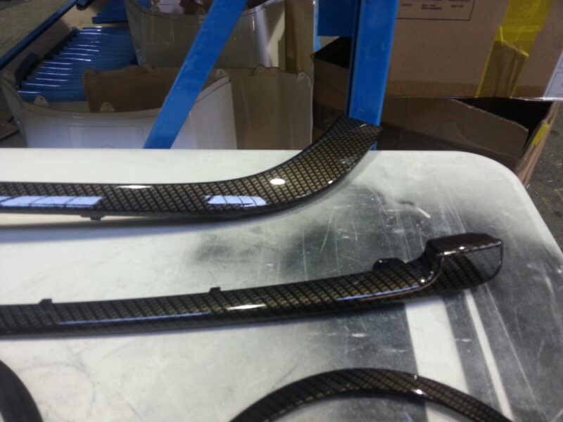 Mini Cooper various parts coated in carbon fibre hydrographic film painted black