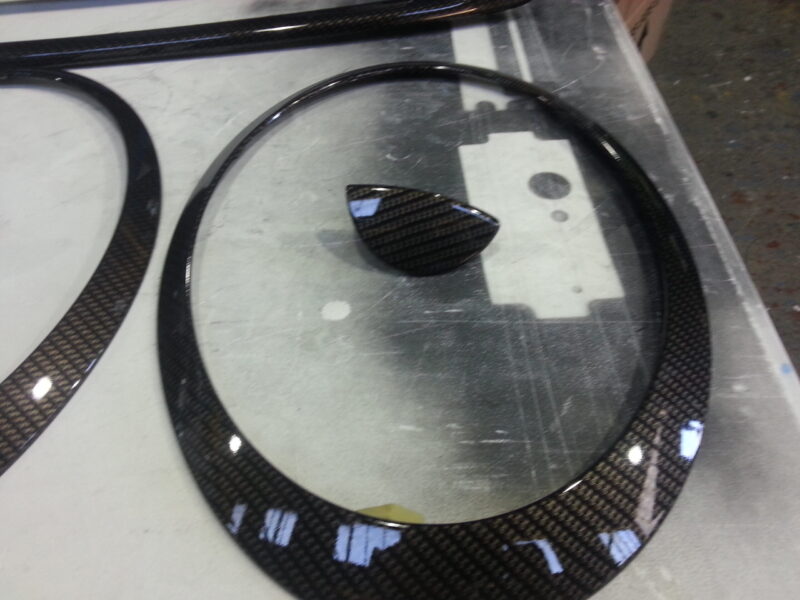 Mini Cooper various parts coated in carbon fibre hydrographic film painted black