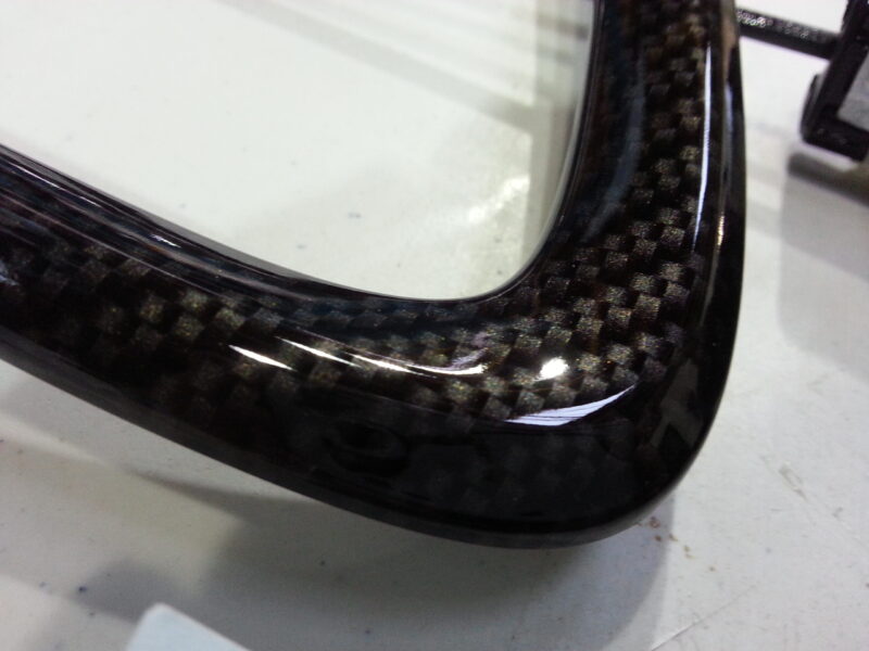 Mini Cooper various parts coated in carbon fibre hydrographic film painted black