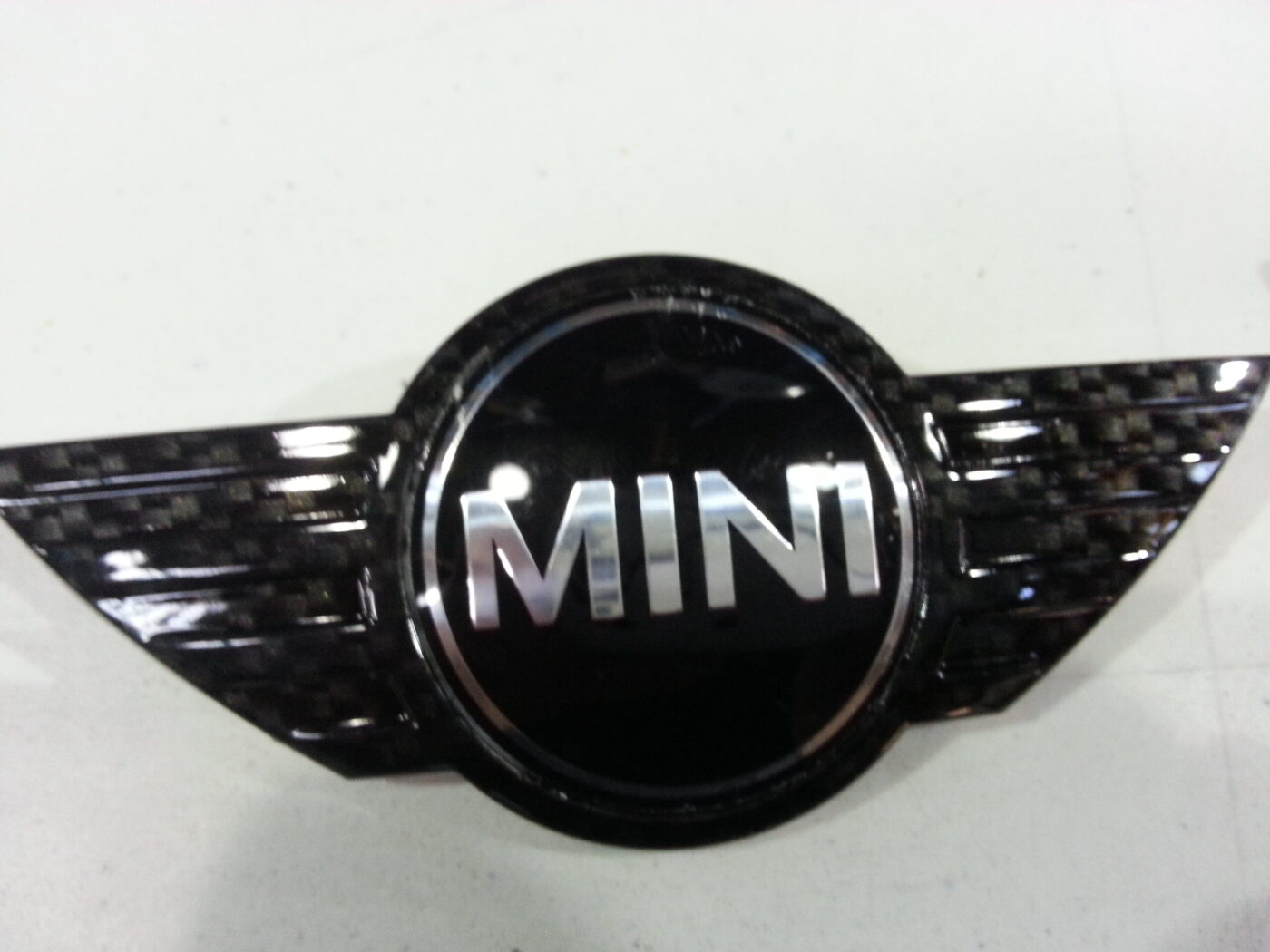 Mini Cooper various parts coated in carbon fibre hydrographic film painted black