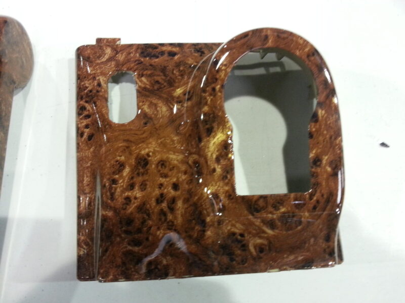 Car Interior Elements Coated In Wood Hydrographic Film