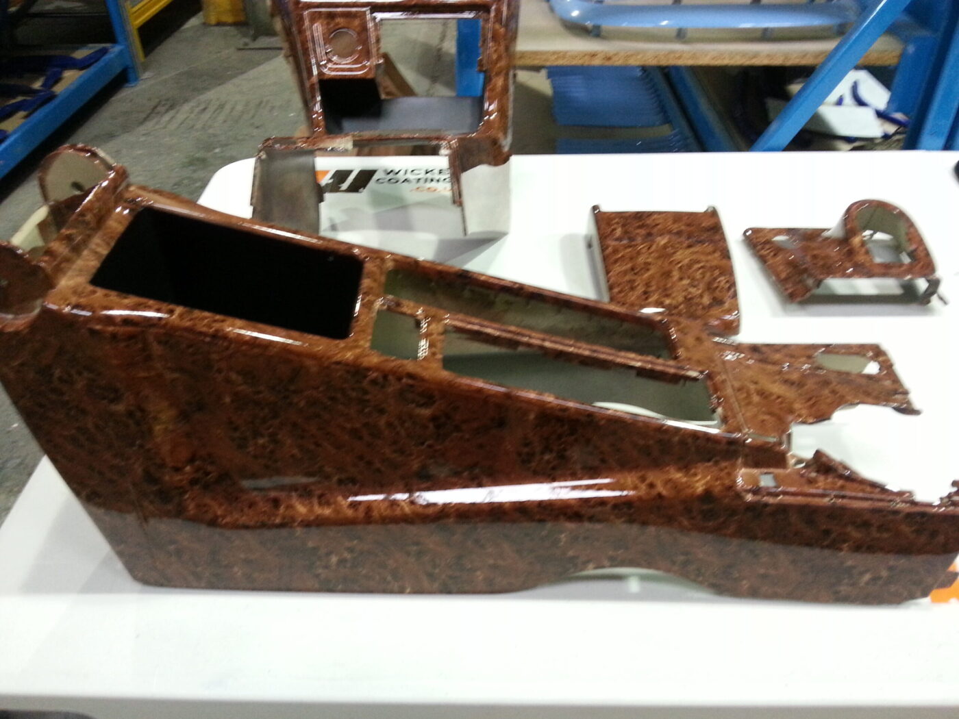 Car Interior Elements Coated In Wood Hydrographic Film