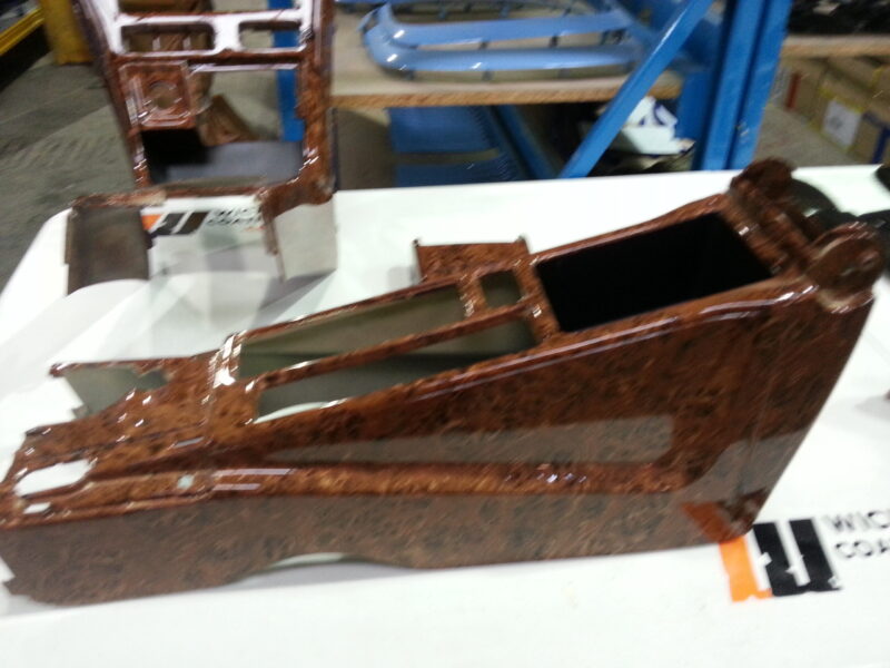 Car Interior Elements Coated In Wood Hydrographic Film