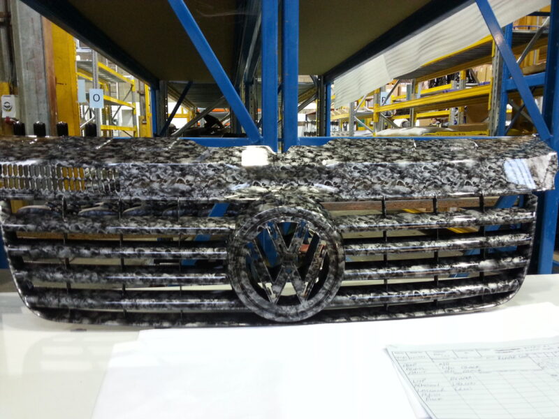 VW Transporter Various Exterior Parts Coated In Skull Hydrographic Film Painted Black