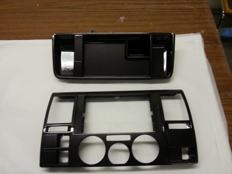 Car Interior Various Parts Coated In Carbon Fibre Hydrographic Film Painted Black