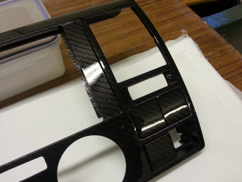 Car Interior Various Parts Coated In Carbon Fibre Hydrographic Film Painted Black