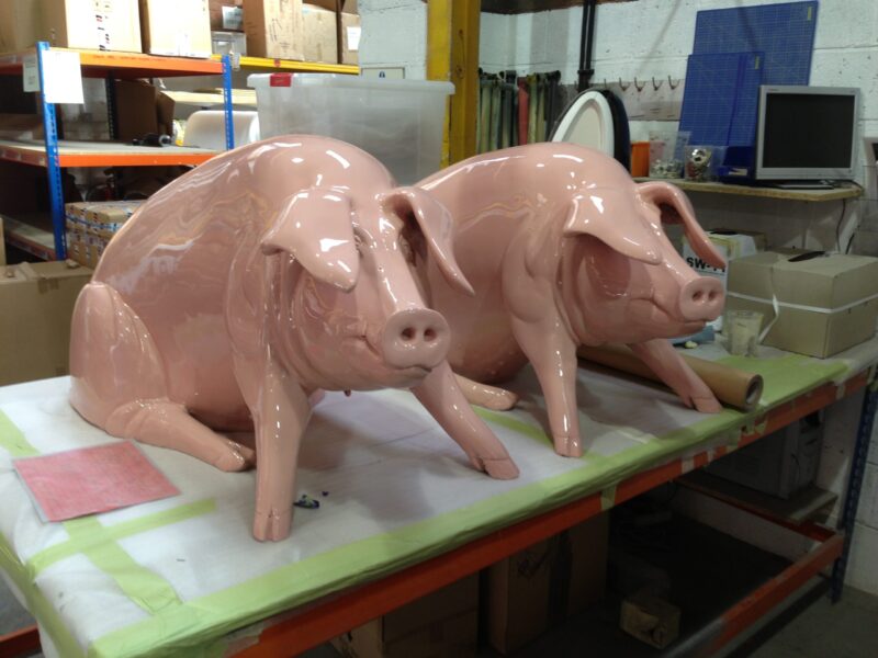 Charity Piggy banks / ornaments painted at Wicked Coatings