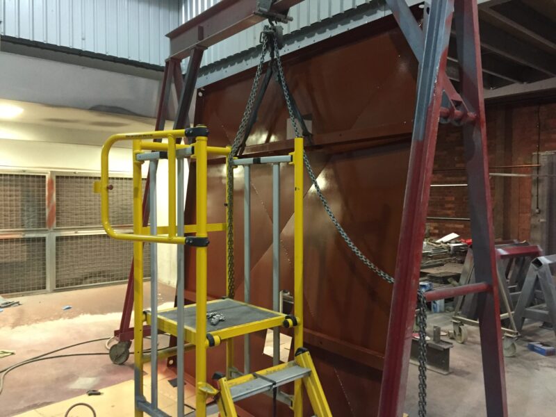 Industrial canopy blasted and painted at Wicked Coatings