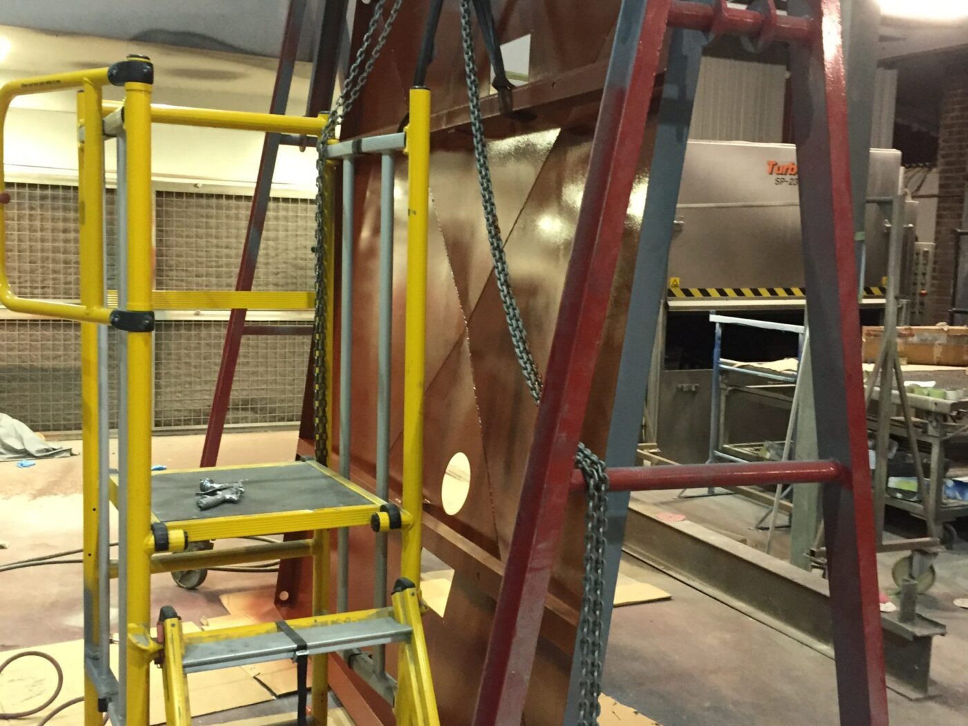 Industrial canopy blasted and painted at Wicked Coatings