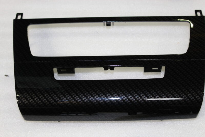 Car interior various elements coated in carbon fibre hydrographic film painted black
