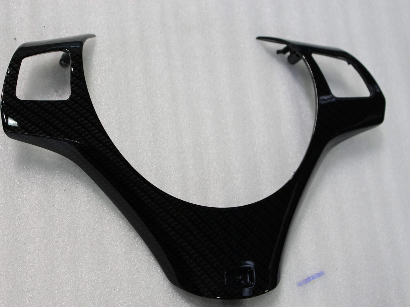 Car interior various elements coated in carbon fibre hydrographic film painted black