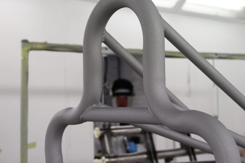 Vehicle chassis blasted at Wicked Coatings