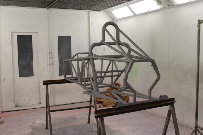 Vehicle chassis blasted at Wicked Coatings