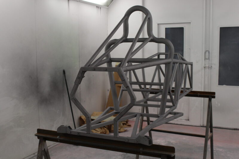 Vehicle chassis blasted at Wicked Coatings