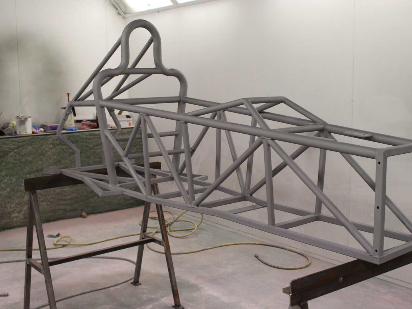 Vehicle chassis blasted at Wicked Coatings