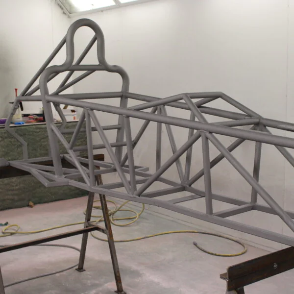 Vehicle chassis blasted at Wicked Coatings