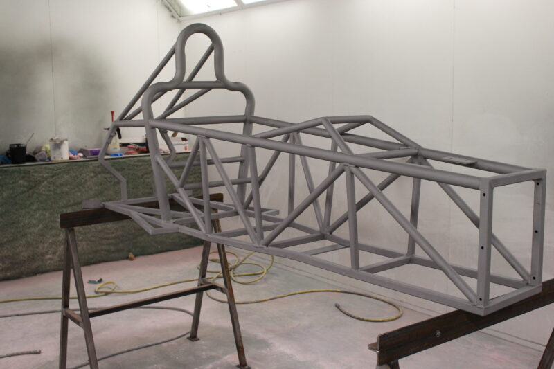 Vehicle chassis blasted at Wicked Coatings