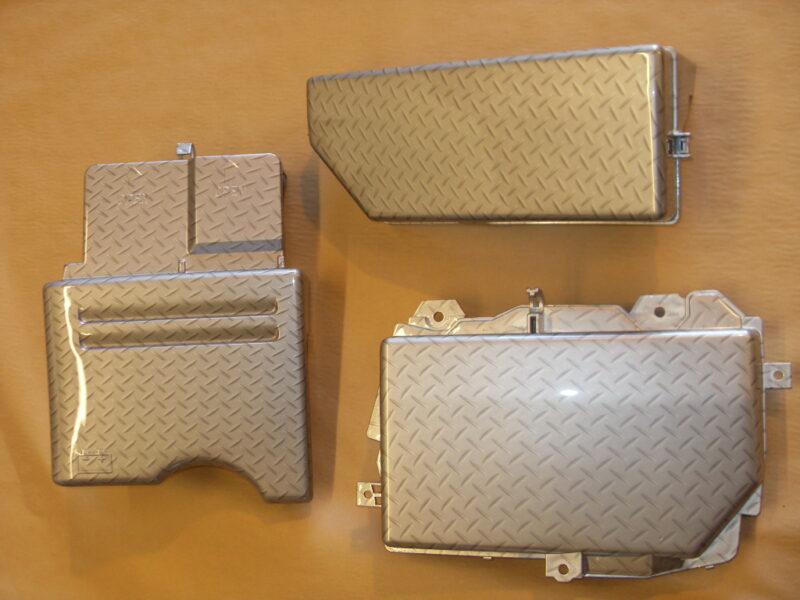 Car interior various parts coated in metal hydrographic film