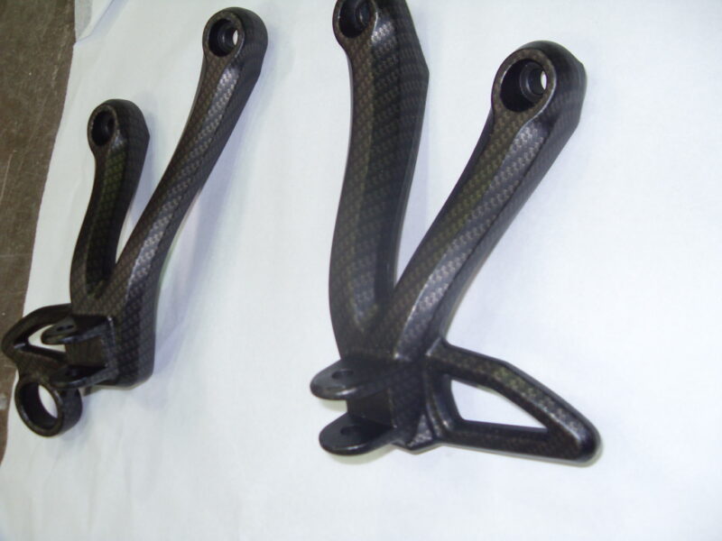Motorbike various elements coated in carbon fibre hydrographic film painted black