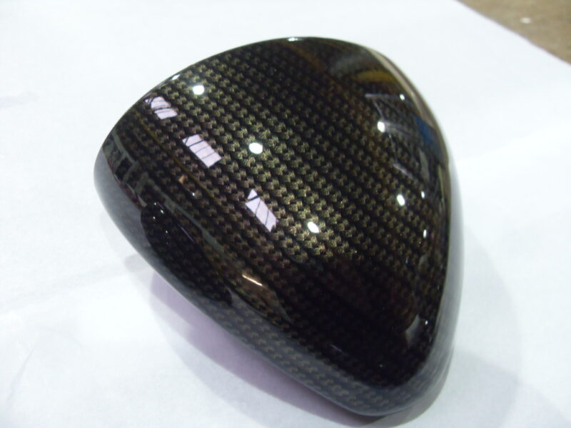 Motorbike various elements coated in carbon fibre hydrographic film painted black