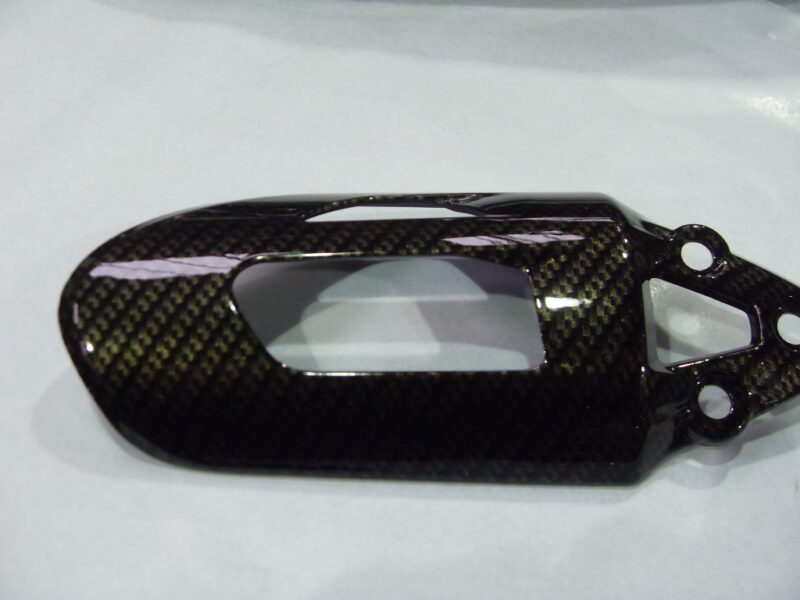 Motorbike various elements coated in carbon fibre hydrographic film painted black