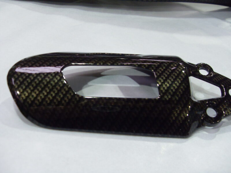 Motorbike various elements coated in carbon fibre hydrographic film painted black