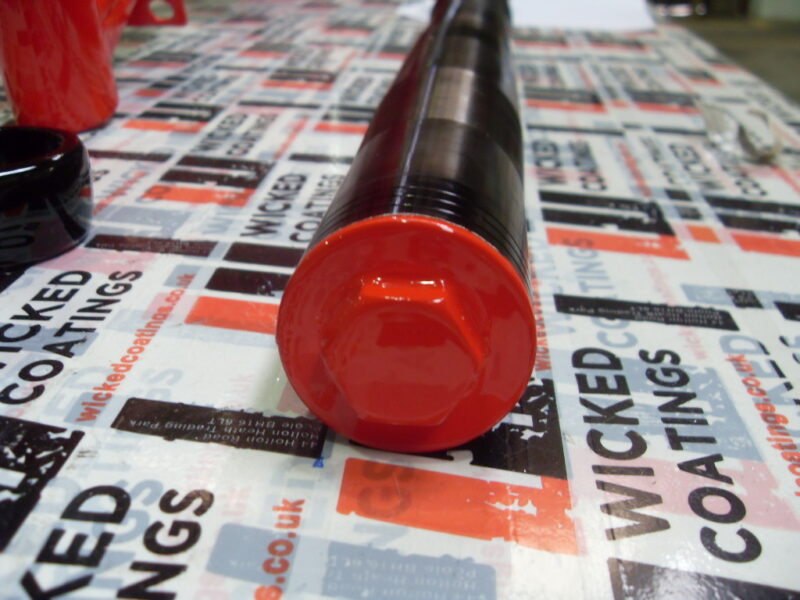 Motorbike frame painted in black and red