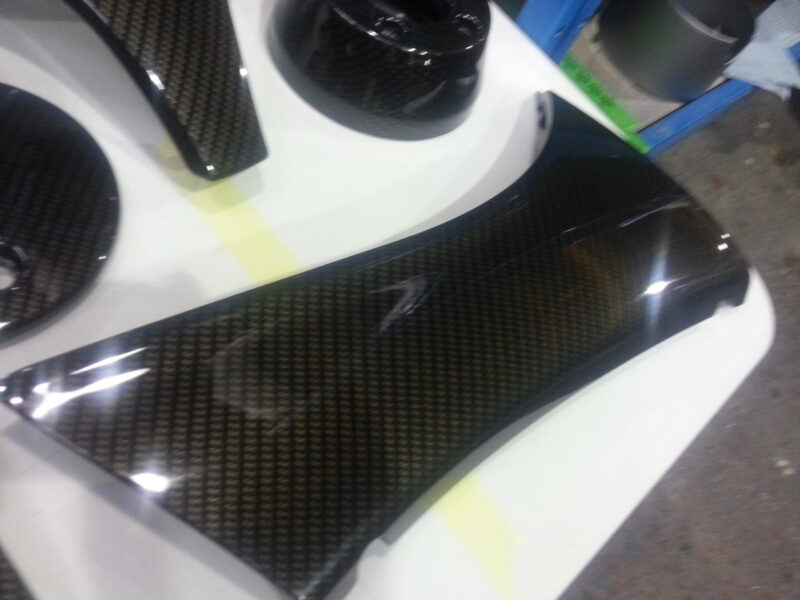Yamaha motorbike parts coated in carbon fibre hydrographic film
