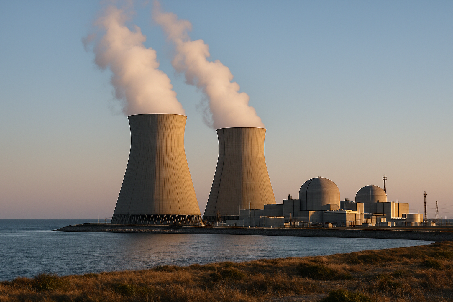 Nuclear power station cooling towers