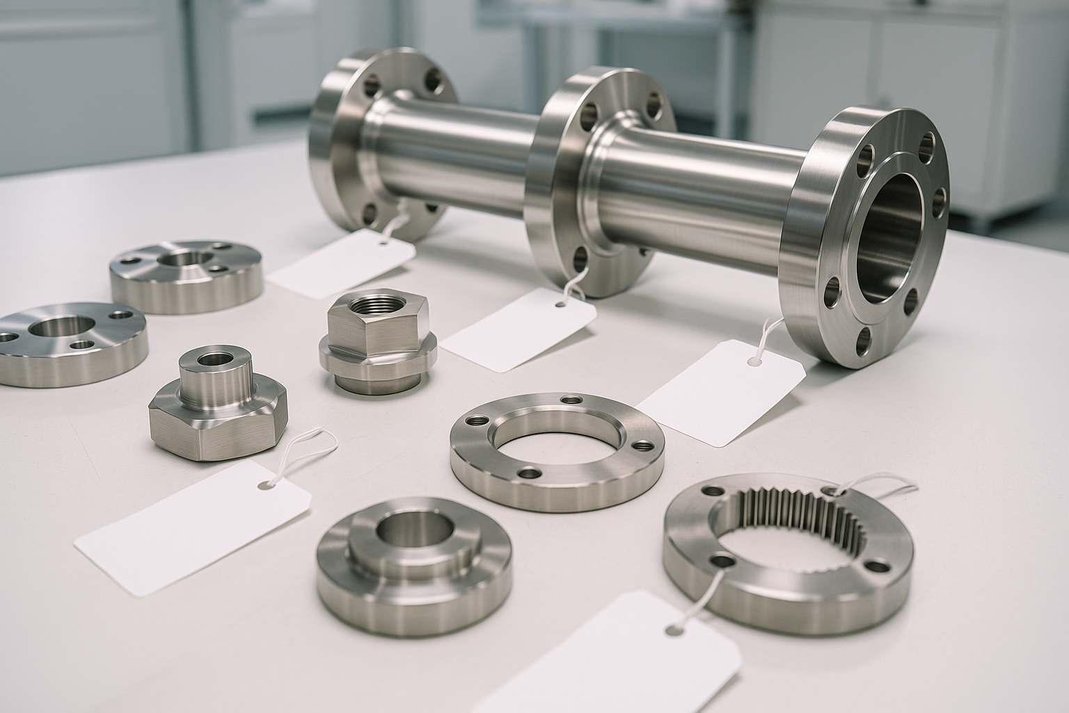 Coated stainless steel components in a clean workshop